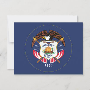 Utah State Flag Modern Beehive Star Land of Zion Postcard