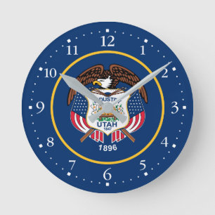 Utah State Flag Round Clock