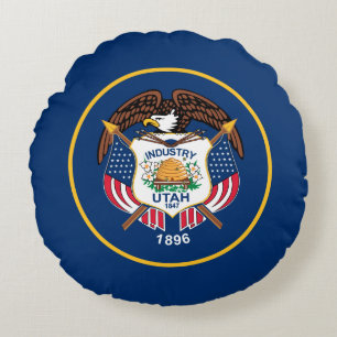 Utah State Flag Round Cushion