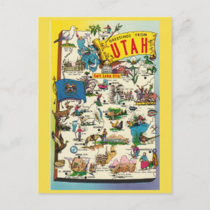 Utah State Map Postcard