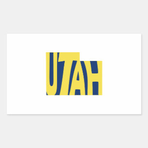 Utah State Name Word Art Yellow Rectangular Sticker