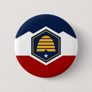 Utah state new flag symbol USA America 6 Cm Round Badge