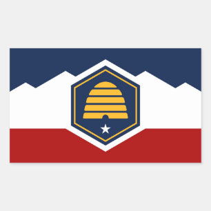 Utah state new flag symbol USA America Rectangular Sticker
