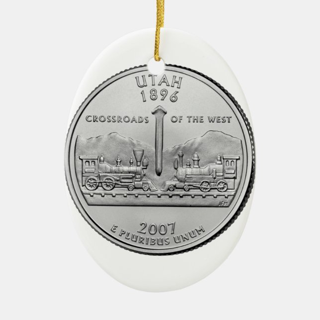 Utah State Quarter Ceramic Tree Decoration (Front)