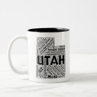 Utah State Word Cloud Two-Tone Coffee Mug