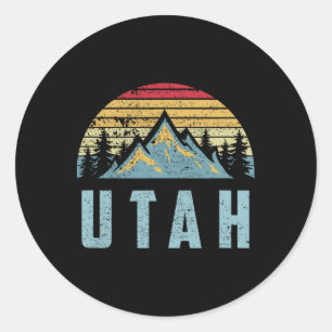 Utah Tee - Retro Vintage Mountains Hiking Nature T Classic Round Sticker