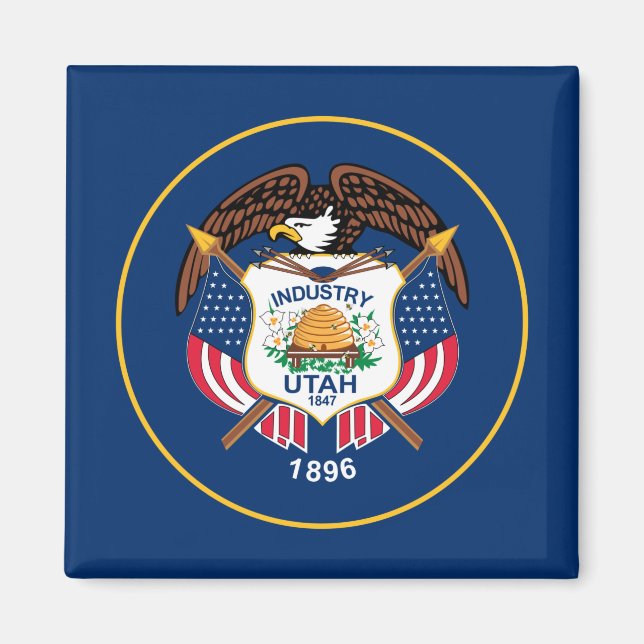 Utah: The Beehive State US Flag, Industry Magnet (Front)