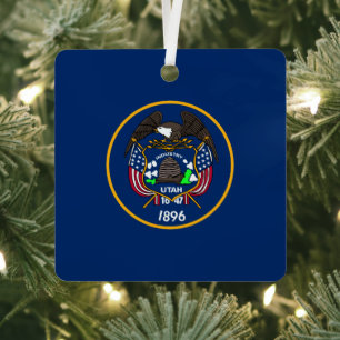 Utah: The Beehive State US Flag, Industry Metal Tree Decoration