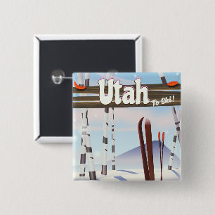 Utah to ski! 15 cm square badge