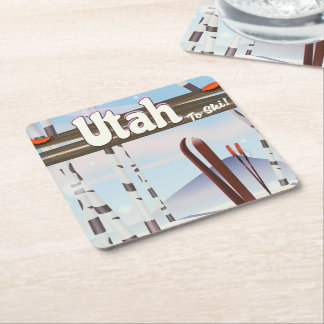 Utah to ski! square paper coaster