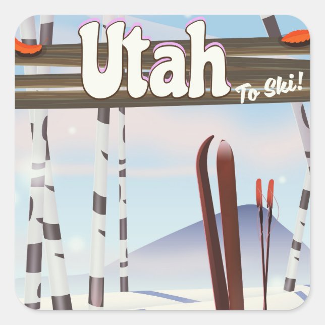 Utah to ski! square sticker (Front)