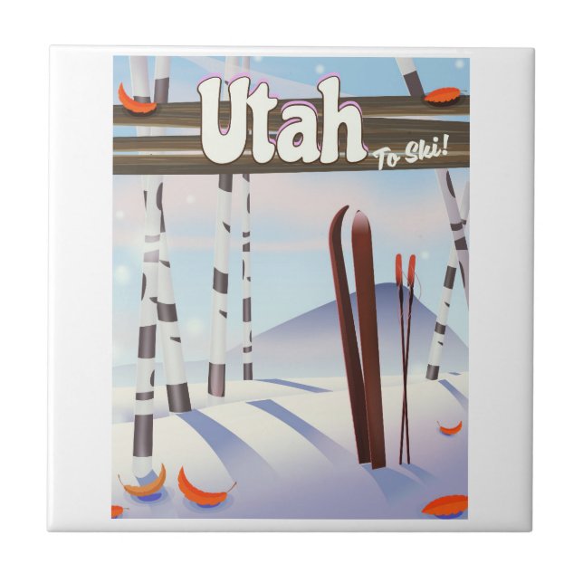 Utah to ski! tile (Front)