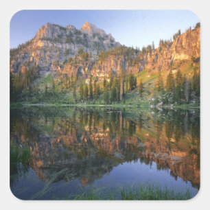 UTAH. USA. Mt. Magog reflected in White Pine Square Sticker