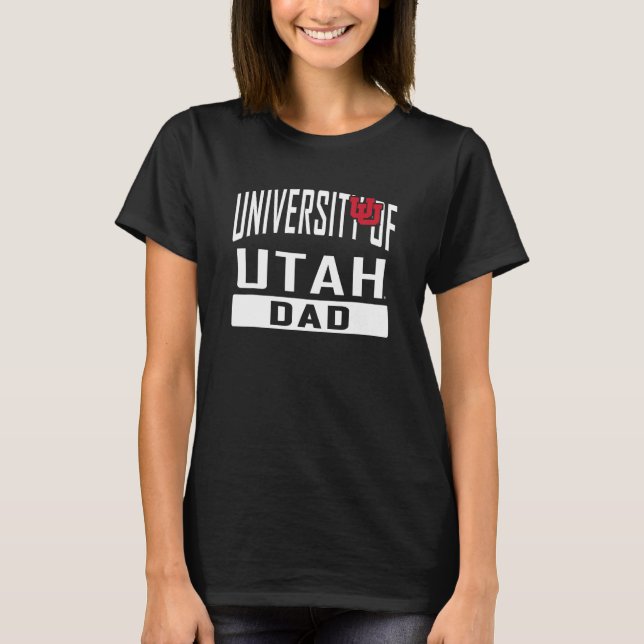 Utah Utes Dad University Father Black Officially L T-Shirt (Front)