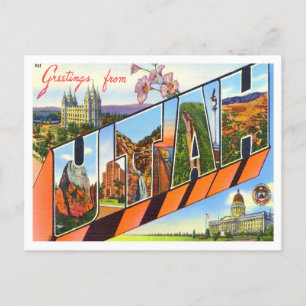 Utah Vintage Big Letters Postcard