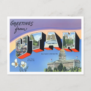 Utah Vintage Big Letters Postcard