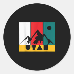 Utah Vintage Logo - Park City Utah - Retro Skiing Classic Round Sticker