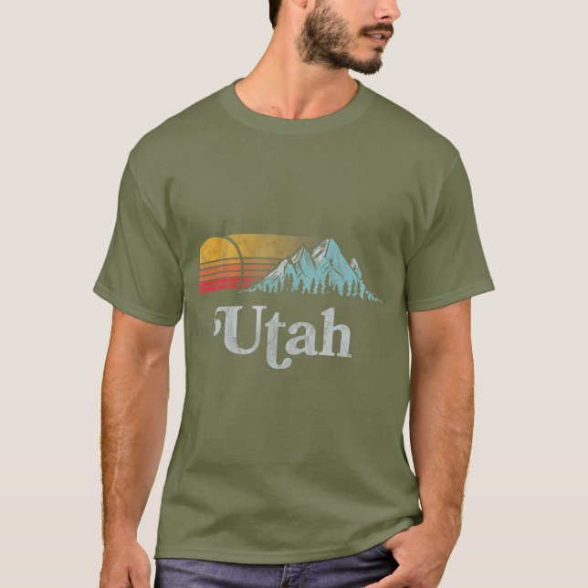 Utah Vintage Mountain Sunset Eighties Retro T-Shirt (Front)