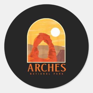 Utah vintage retro hiking camping arches national classic round sticker