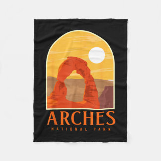 Utah vintage retro hiking camping arches national fleece blanket