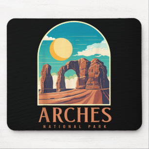 Utah vintage retro hiking camping arches national mouse mat
