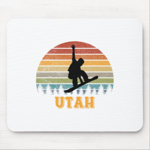 Utah Vintage Sun Snowboarding Snowboarder Retro Su Mouse Mat