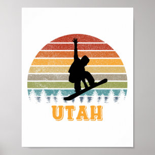Utah Vintage Sun Snowboarding Snowboarder Retro Su Poster