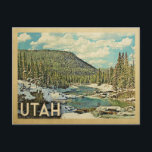 Utah Vintage Travel Snowy Winter Nature Postcard<br><div class="desc">Utah snowy winter scene featuring a river flowing through the mountains and a blue sky with puffy clouds. A lovely nature outdoors image for campers,  hikers and adventure seekers.</div>