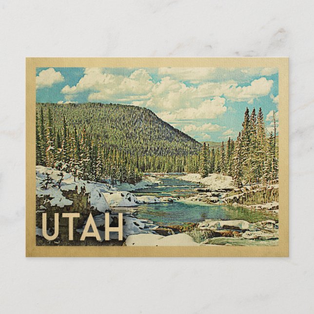 Utah Vintage Travel Snowy Winter Nature Postcard (Front)