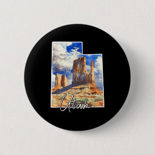 Utah watercolor landscape art for nature lovers 6 cm round badge