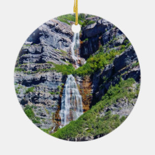 Utah Waterfall #1a- Christmas Ornament - round