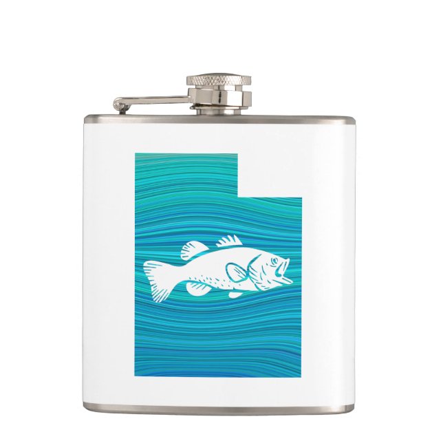 Utah Wave Fishing Hip Flask (Front)