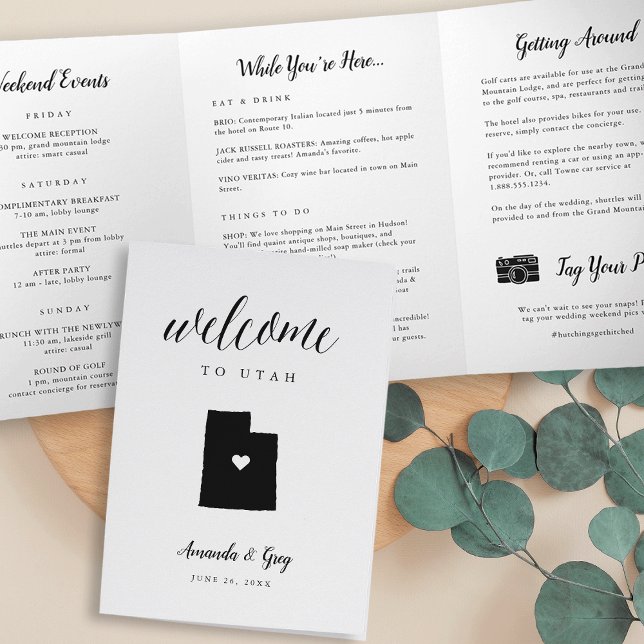 Utah Wedding Welcome Letter & Itinerary Tri-Fold Programme (Creator Uploaded)