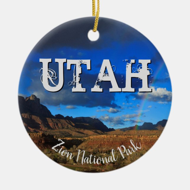 Utah Zion National Park Ceramic Tree Decoration (Front)