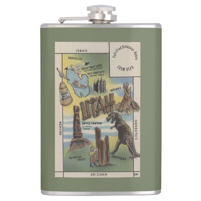 UtahDepictions of Sites to See in UtahUtah Hip Flask (Front)