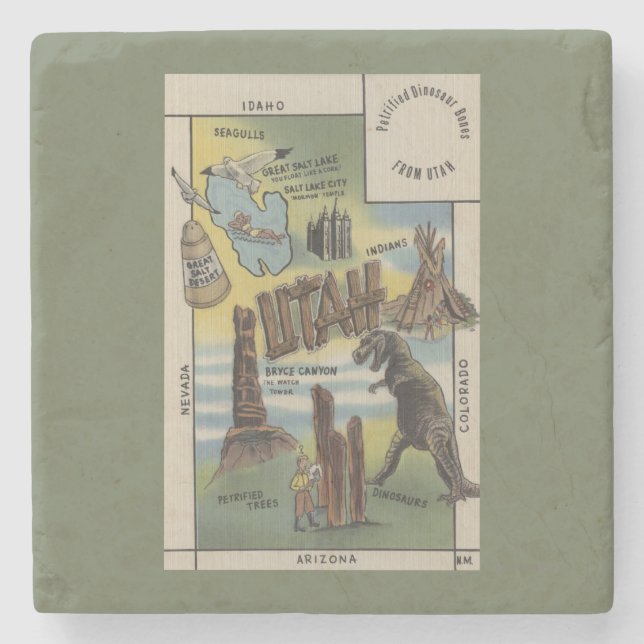UtahDepictions of Sites to See in UtahUtah Stone Coaster (Front)