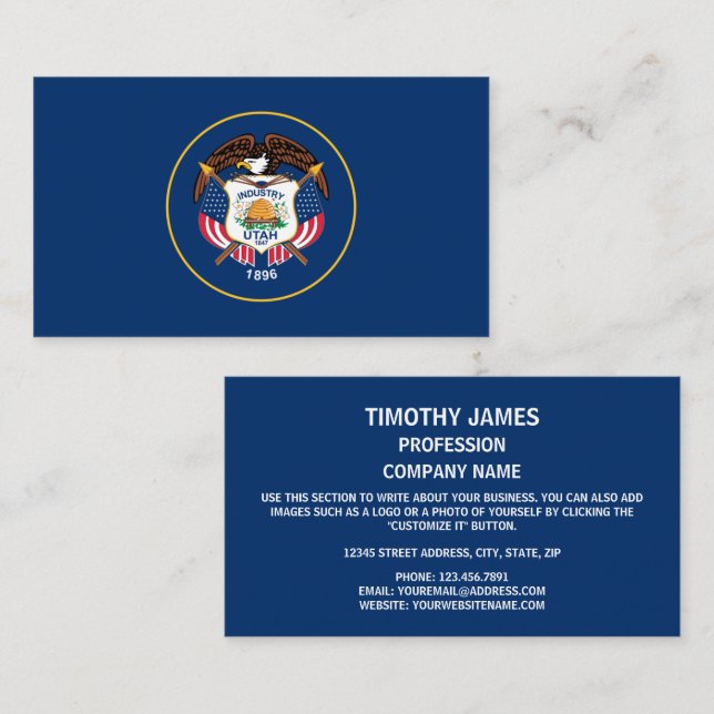Utahn Flag, Flag of Utah Business Card (Front/Back)