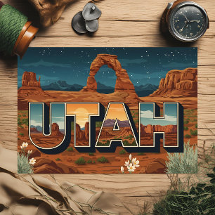 Utah's National Park Vintage Postcard - Night sky 