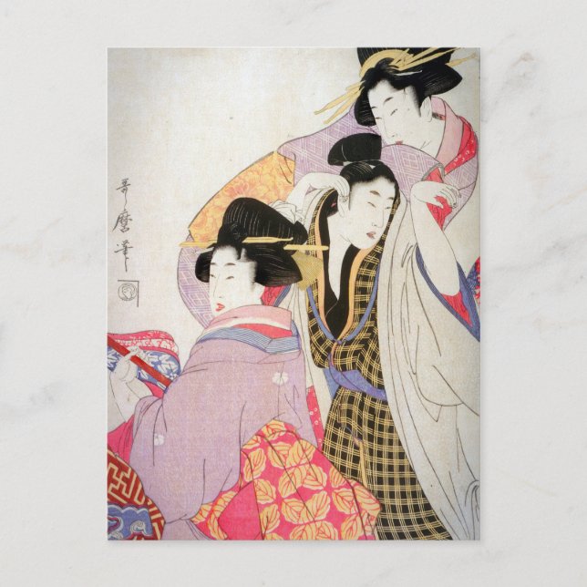 Utamaro Geishas with Tipsy Client Postcard (Front)