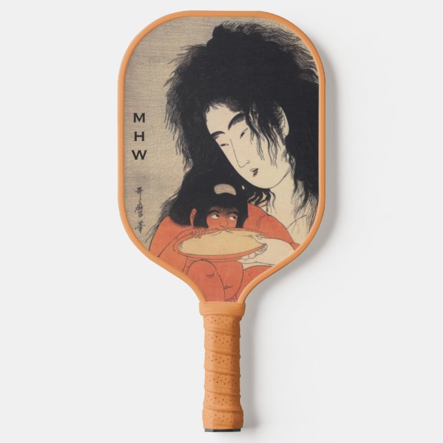 Utamaro’s art custom monogram pickleball paddle (Front)