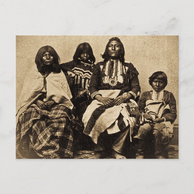 Ute Family Vintage Stereoview Sepia Postcard (Front)