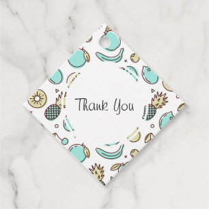 ute Fruit Pattern Summery Line Drawing Thank You Favour Tags