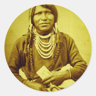 Ute Indian with Pistol Vintage Stereoview Classic Round Sticker