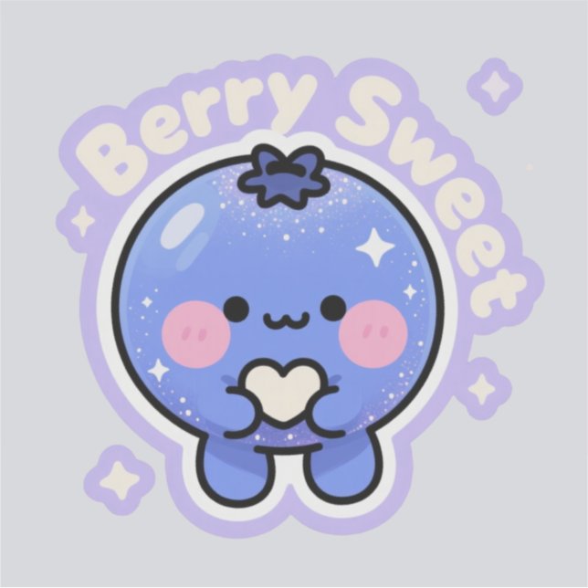 ute Kawaii Alien Blueberry Sticker | Aesthetic Spa (Front)