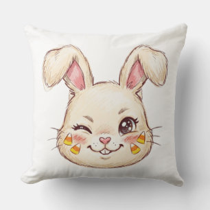 ute Mischievous Winking Bunny Candy Corn Face Pain Cushion