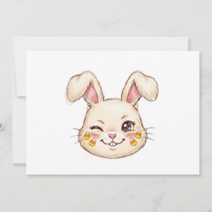 ute Mischievous Winking Bunny Candy Corn Face Pain Invitation