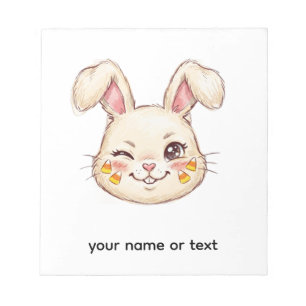 ute Mischievous Winking Bunny Candy Corn Face Pain Notepad