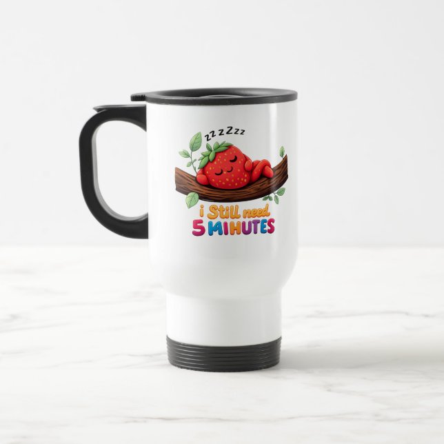 ute Sleeping Strawberry – Travel/Commuter Mug (Left)