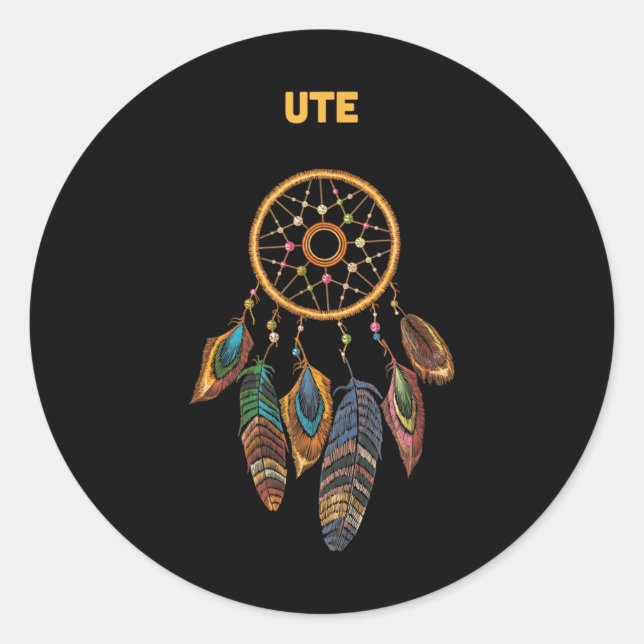 Ute Tribe Native American Honour Respect Dream Cat Classic Round Sticker (Front)