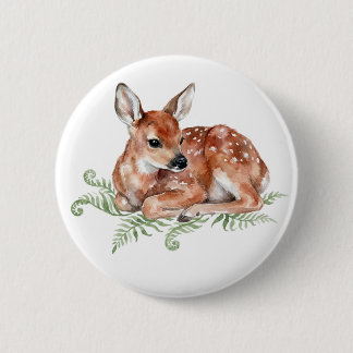 ute Watercolor Fawn Woodland Animal Button